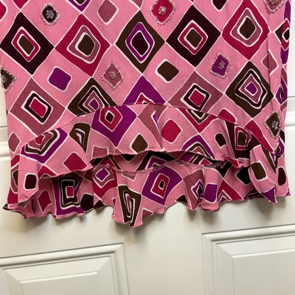 Vintage Y2K Skirt Embellished Sequin Diamond Print Ruffle Hem Size Large - Picture 3 of 8